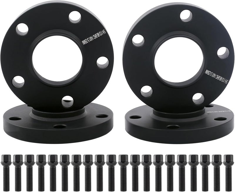 DCVAMOUS 4PC Black 5x112 Wheel Spacers Hubcentric 20mm 66.56 Bore with 14x1.25 Bolts (50mm Shank Ball Seat) Compatible with BMW-Mini 5 Lug 2016+ X1 | 2018+ X2 X3 | 2019+ X4 X5 | 2020+ X6 X7 GR Supra - Image 1